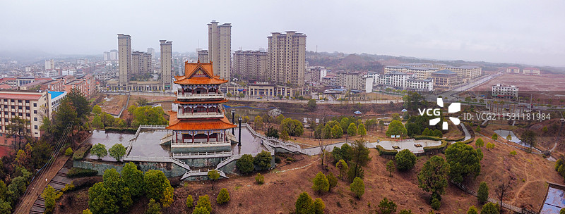 横峰县 兴安公园 艺术中心 端章大道 红枫公园 航拍图片素材