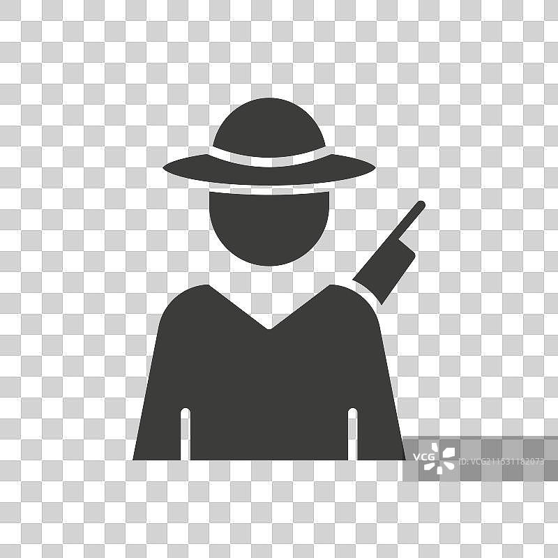 猎人线条图标，背景为白色图片素材