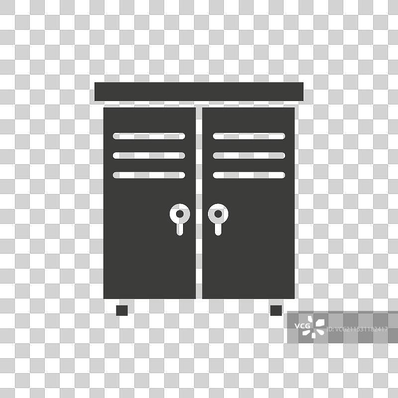 锁柜线条图标，独立于白色背景图片素材