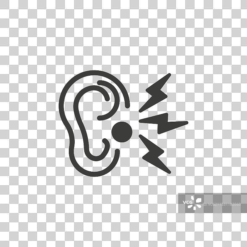 耳炎线条图标，背景为白色图片素材