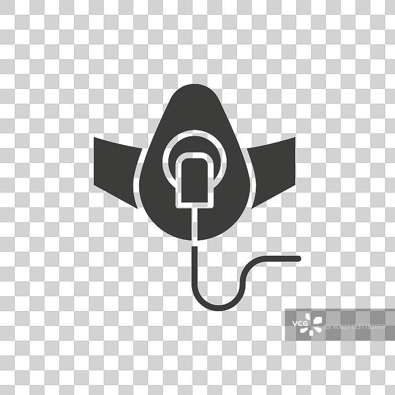 氧气面罩线条图标，背景为白色图片素材