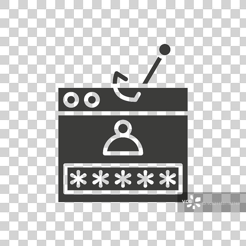 密码钓鱼线条图标，独立于白色背景图片素材