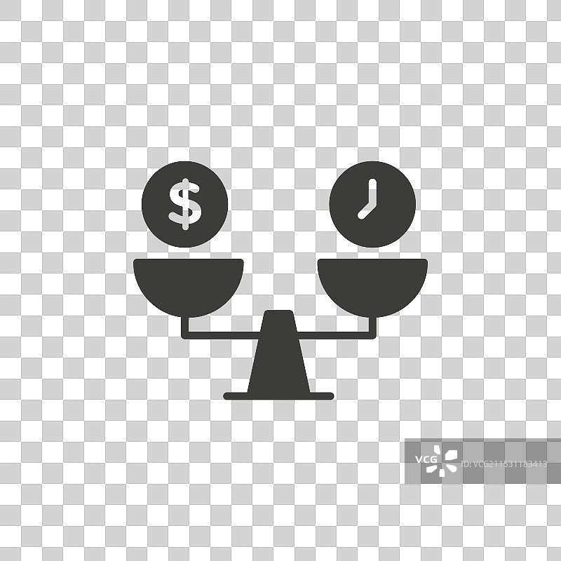 时间与金钱比较的比例线图标，独立设计图片素材