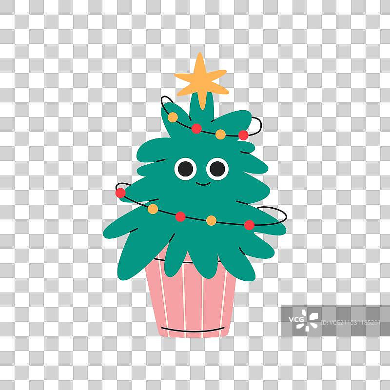 可爱的微笑圣诞树图片素材