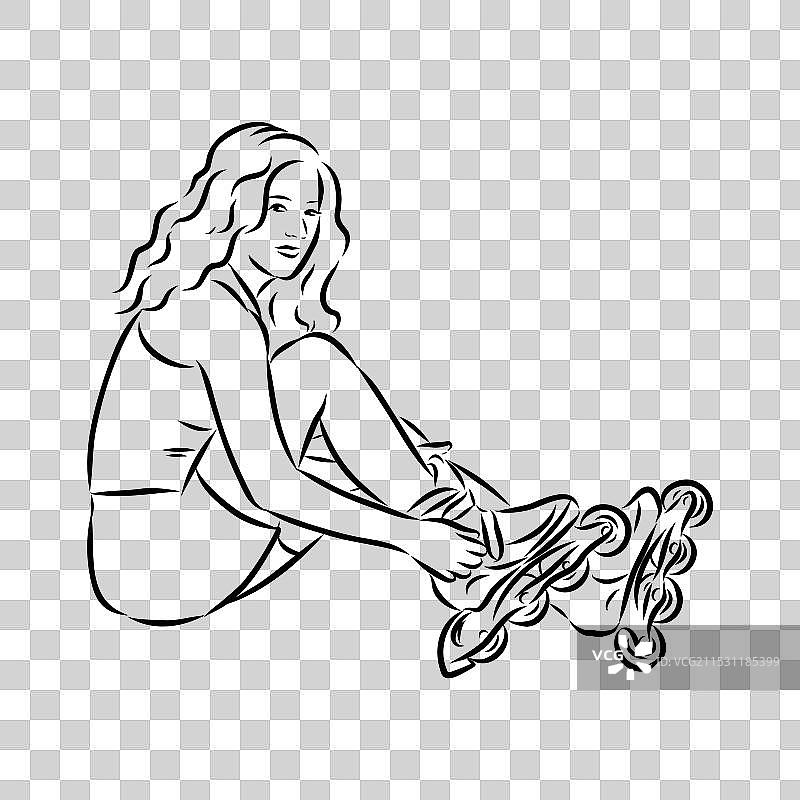 年轻的滑轮滑冰运动员在滑行图片素材