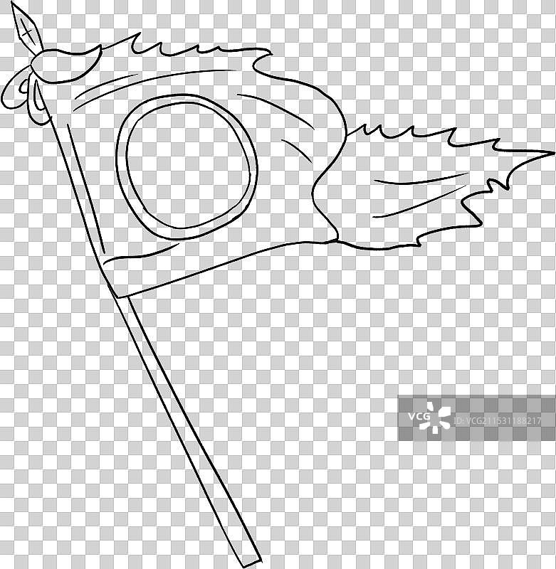 手绘战旗旗帜插画图片素材