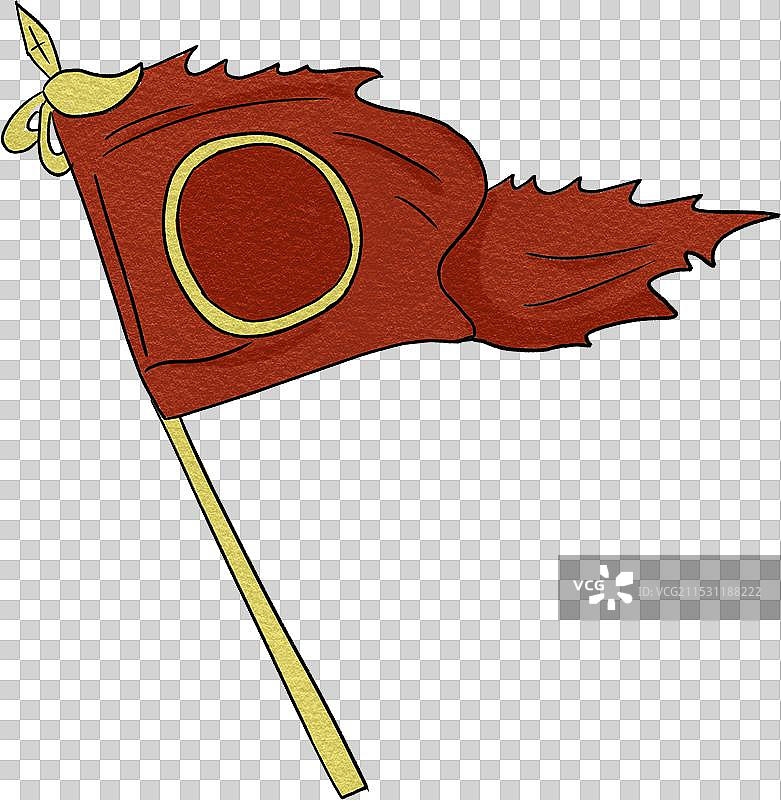 手绘战旗旗帜插画图片素材