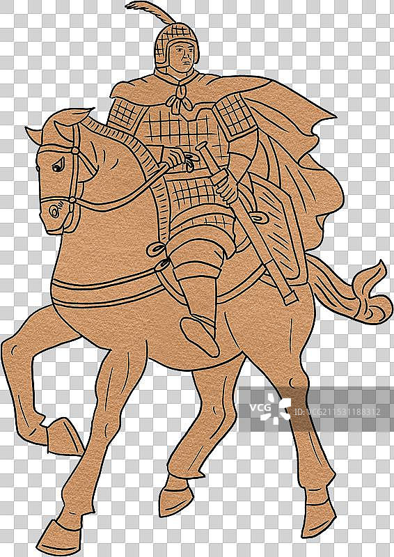 历史英雄人物肖像插画将军战马图片素材