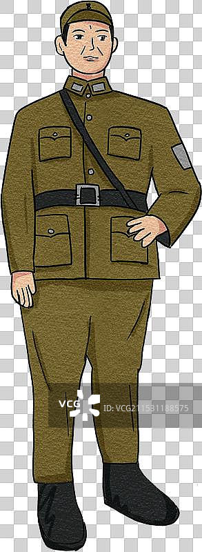 历史英雄人物肖像插画王铭章图片素材