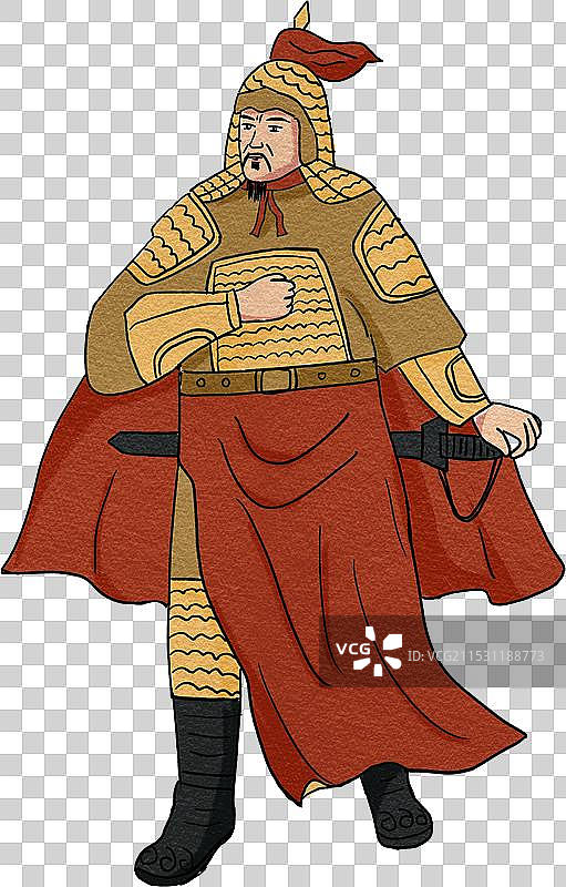 历史英雄人物肖像插画岳飞北宋名将图片素材