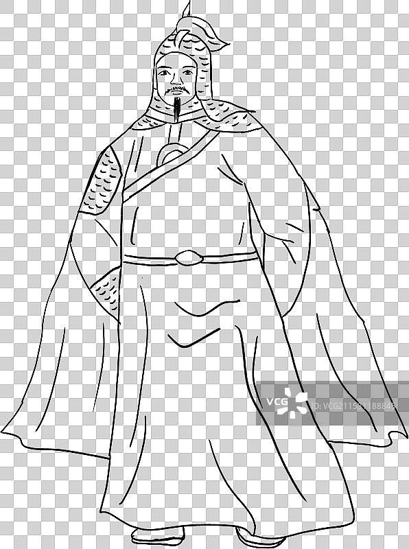 历史英雄人物肖像插画郑成功图片素材