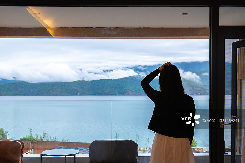 泸沽湖民宿的早晨图片素材