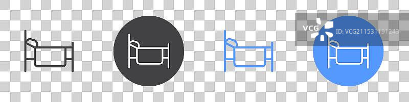 黑白色床图标扁平设计集图片素材