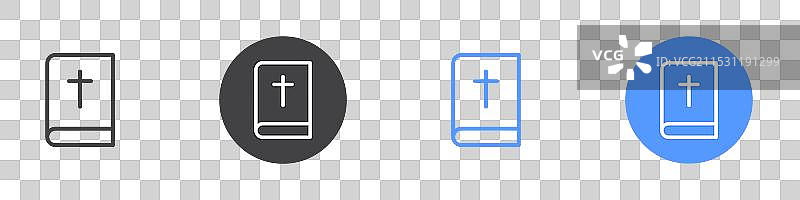 黑白色的圣经图标扁平化集合图片素材