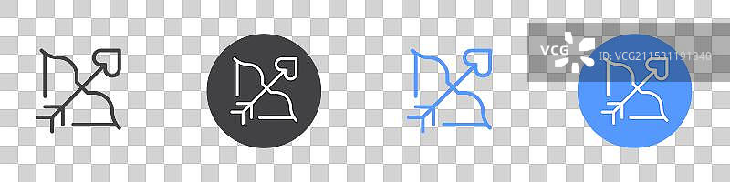 黑白色的弓箭图标扁平化设计集合图片素材