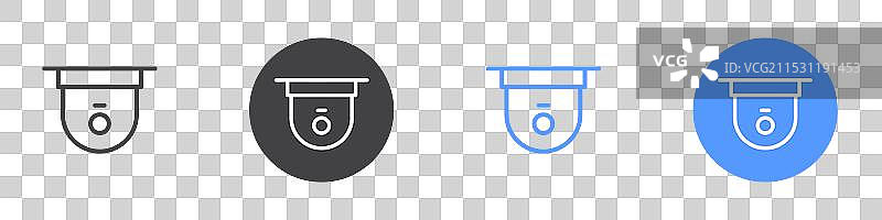 黑白色的闭路电视摄像头图标平面设计集图片素材