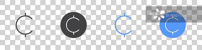 黑白色的平面分币图标集合图片素材