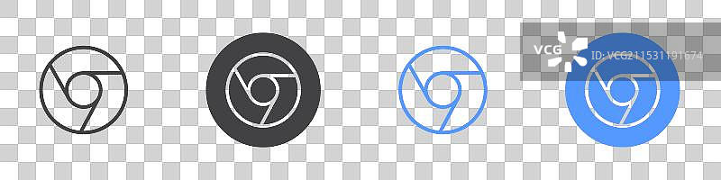 黑白色平面风格的Chrome图标集合图片素材