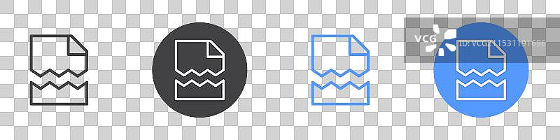 黑白色调的破损文件图标扁平化设计集合图片素材