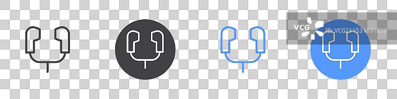 黑白色耳机图标平面设计集图片素材