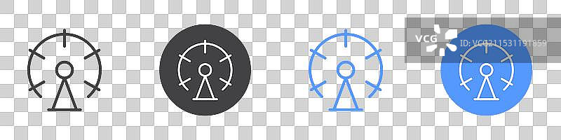 黑白色的摩天轮图标平面设计集图片素材