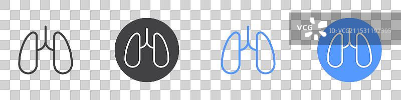 黑白色肺部图标扁平设计集图片素材