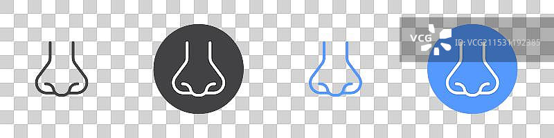 黑白色鼻子图标扁平化集合图片素材