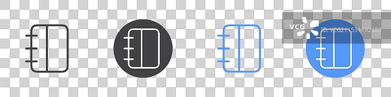 黑白色调的笔记本图标扁平化设计集图片素材