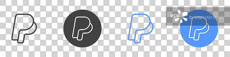 黑白色调的PayPal图标扁平化设计集图片素材