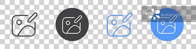 黑白色调的照片编辑图标扁平化集合图片素材