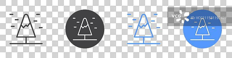 黑白色松树图标扁平化设计集图片素材
