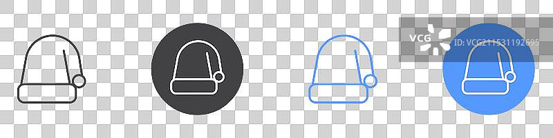 黑白色圣诞老人帽图标扁平化集合图片素材