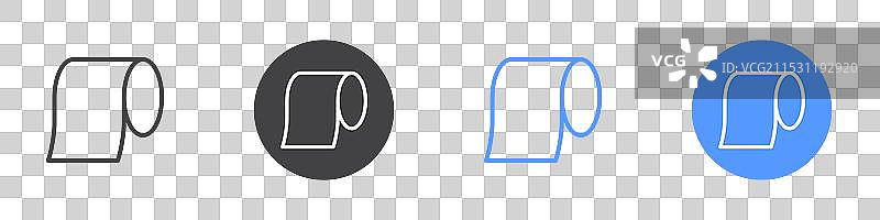 黑白色卫生纸图标扁平化设计集合图片素材