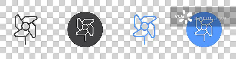 黑白色风车图标扁平化设计集图片素材