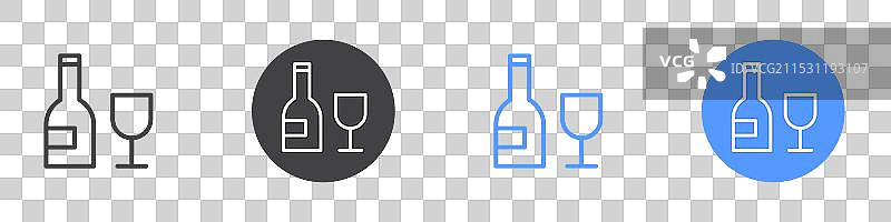 黑白色香槟图标扁平化套装图片素材