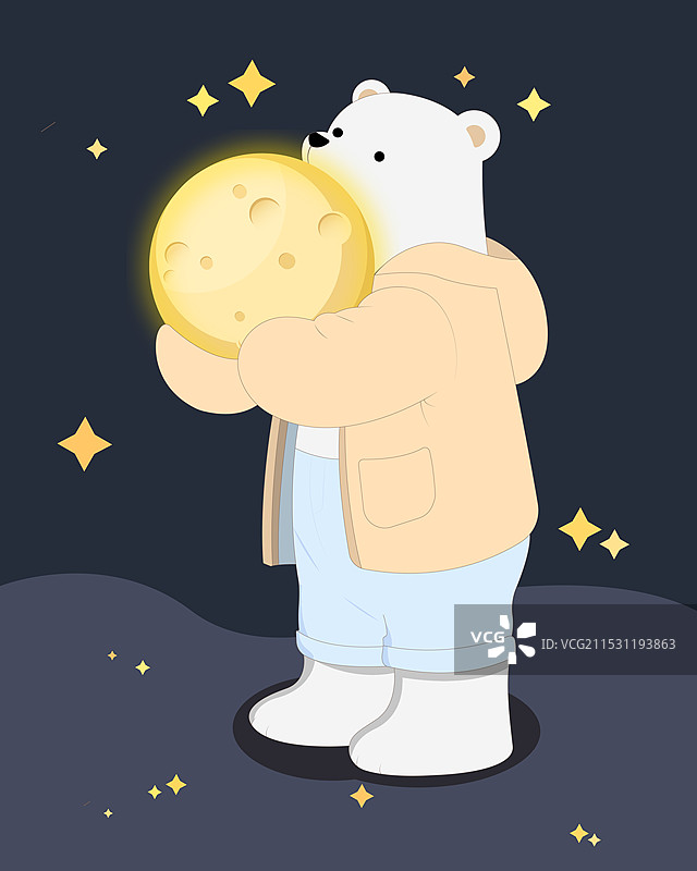 抱着月亮的熊图片素材