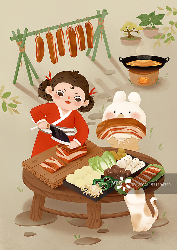 节气大雪腌腊肉图片素材