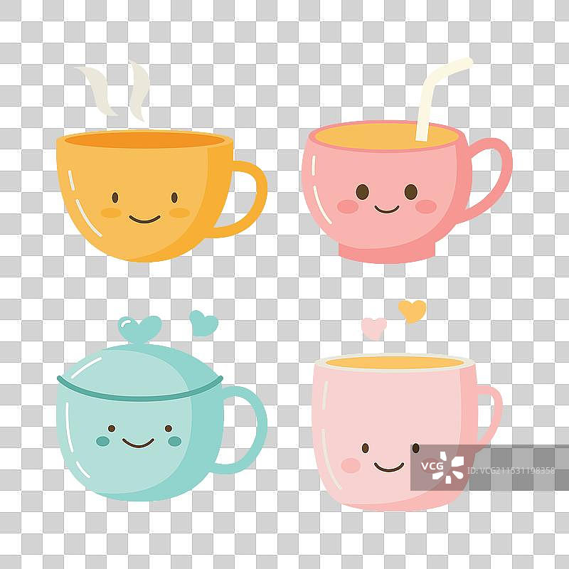 可爱的茶咖啡饮品角色集合图片素材