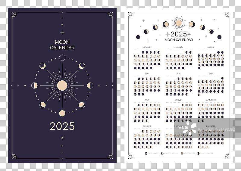 2025年月相口袋日历图片素材