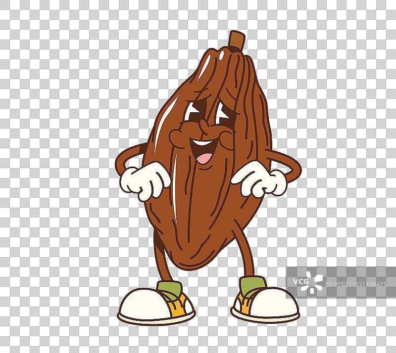 卡通风格的可可豆角色微笑着图片素材