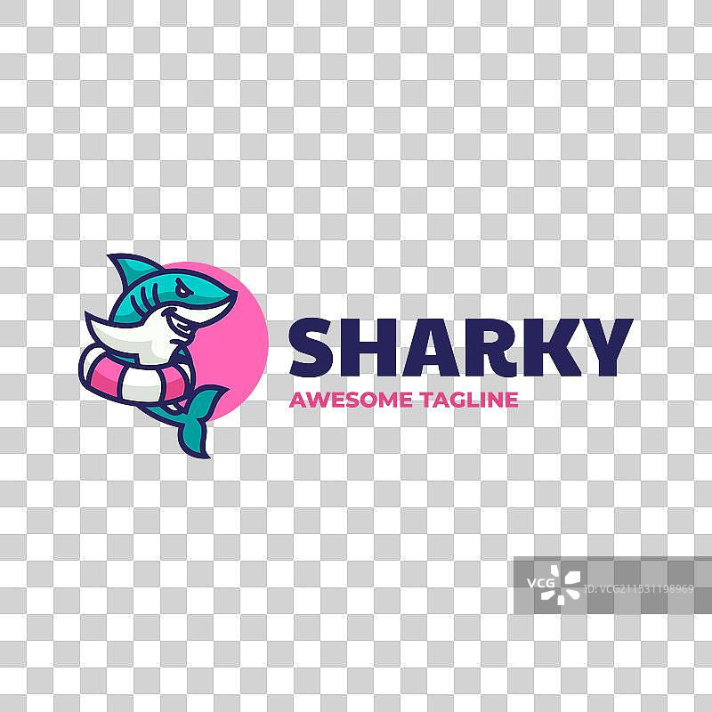 卡通风格的鲨鱼吉祥物标志图片素材