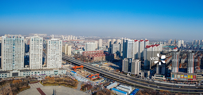 天津 北辰区 北辰公园 地标 航拍 北辰医院 北仓镇图片素材