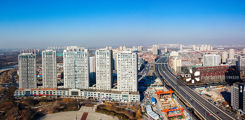 天津 北辰区 北辰公园 地标 航拍 北辰医院 北仓镇图片素材