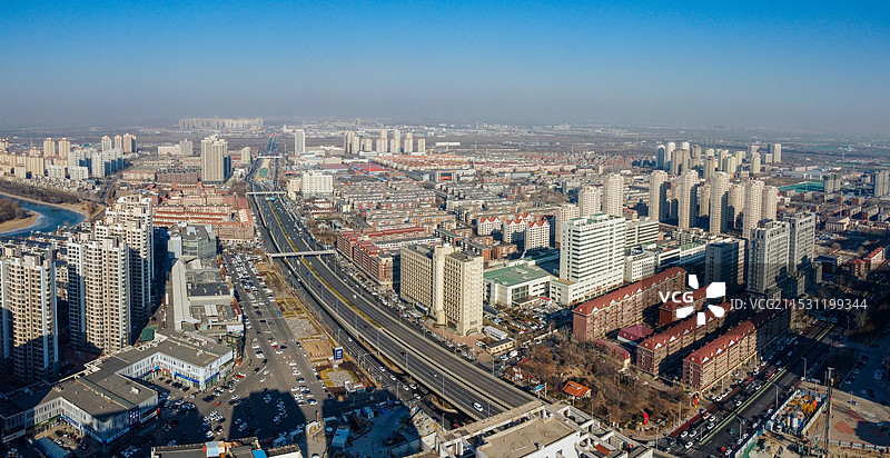 天津 北辰区 北辰公园 地标 航拍 北辰医院 北仓镇图片素材