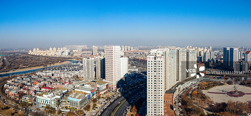 天津 北辰区 北辰公园 地标 航拍 北辰医院 北仓镇图片素材