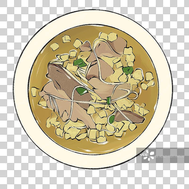 牛羊肉泡馍-陕西省特色传统美食土特产小吃插画元素图片素材