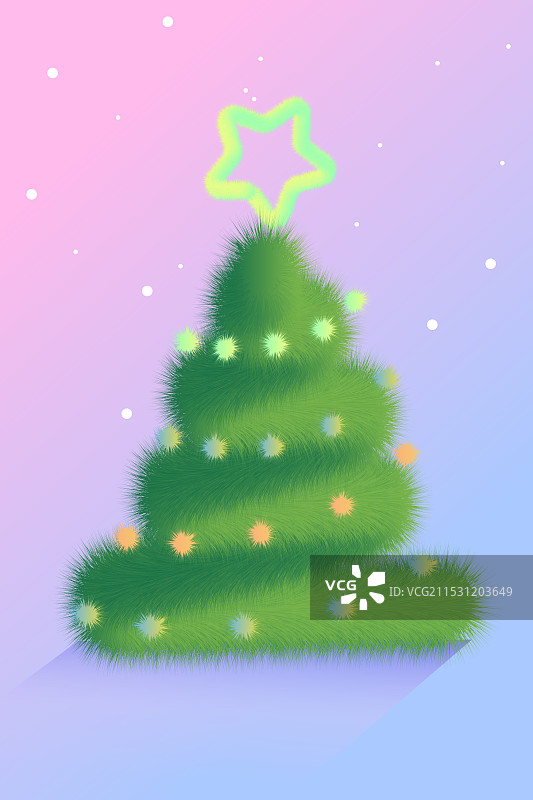 圣诞节创意海报简约绿色毛绒圣诞树图片素材