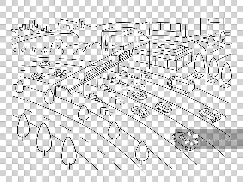 手绘的收费公路草图图片素材