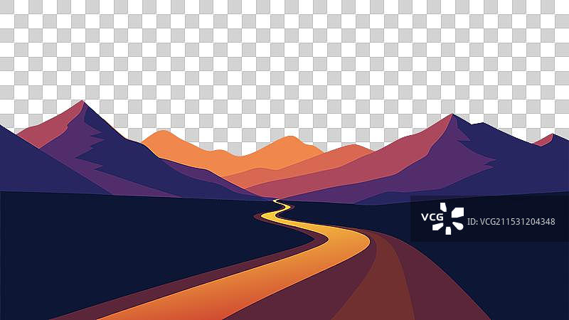 一条宁静的土路蜿蜒穿过图片素材