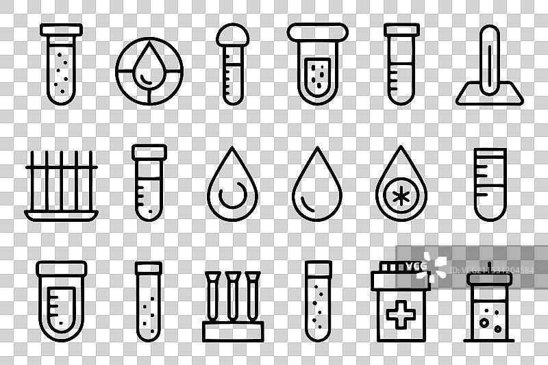 血液检测概念相关可编辑图标集平面设计图片素材
